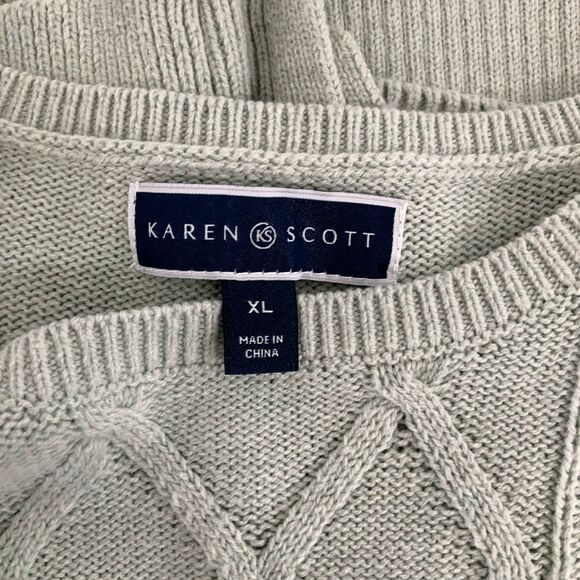 NWOT! Cable Knit Sweater in Color-Mint by Karen Scott Size XL - Picture 3 of 9